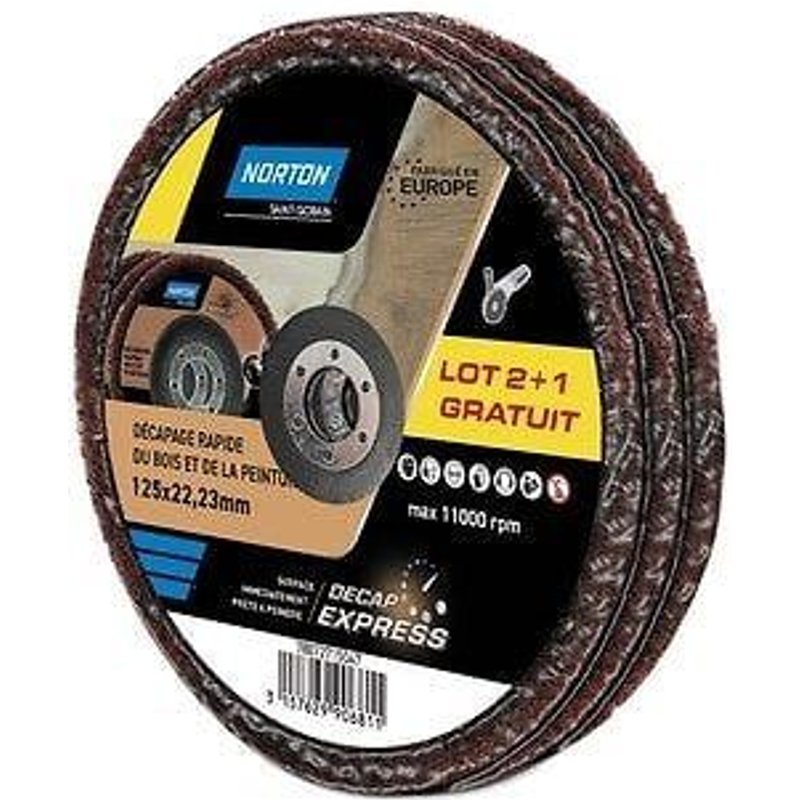 Lot De 3 Disques Décapants Express Pour Bois/Vernis, 125 X 22,23 Mm