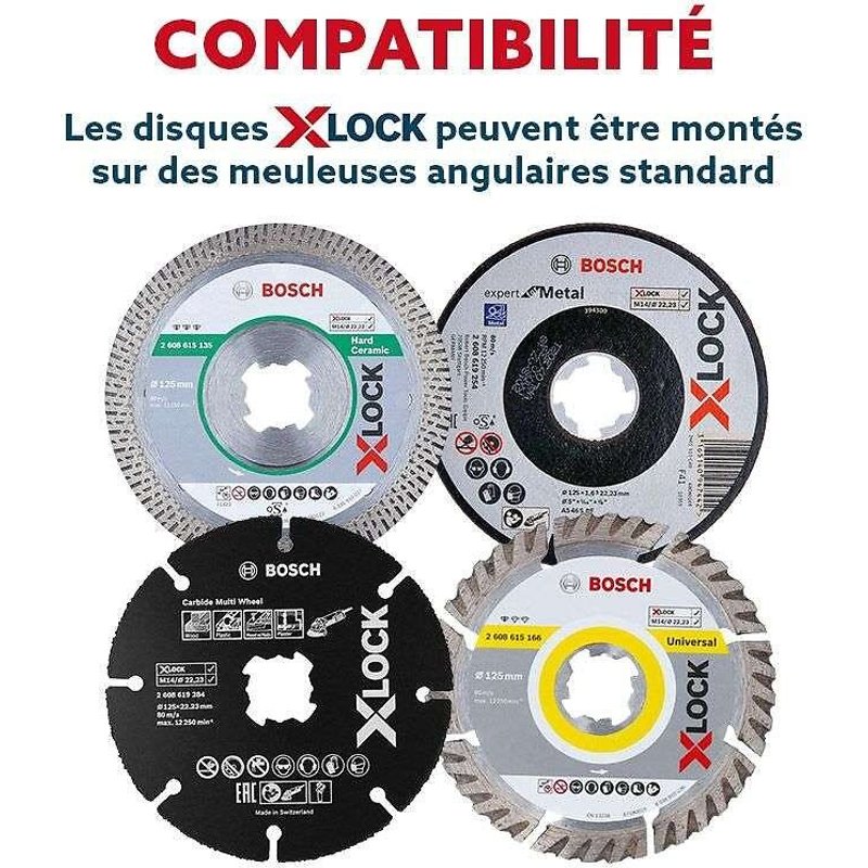 Bosch Disques à tronçonner diamantés X-LOCK Best for Ceramic Extra Clean Turbo 125x22,23x1,4x7 - 2608615132