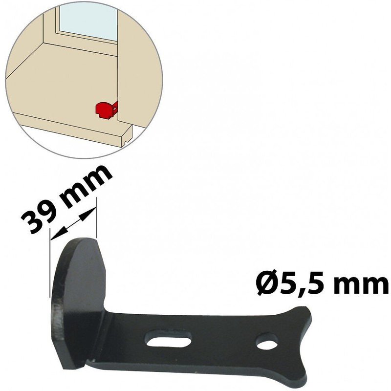Butée de fermeture acier prépeint, H.35 x L.30 x P.65 mm