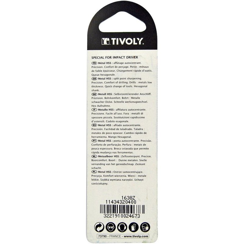 Foret héxagonal métal, Diam.4 mm TIVOLY