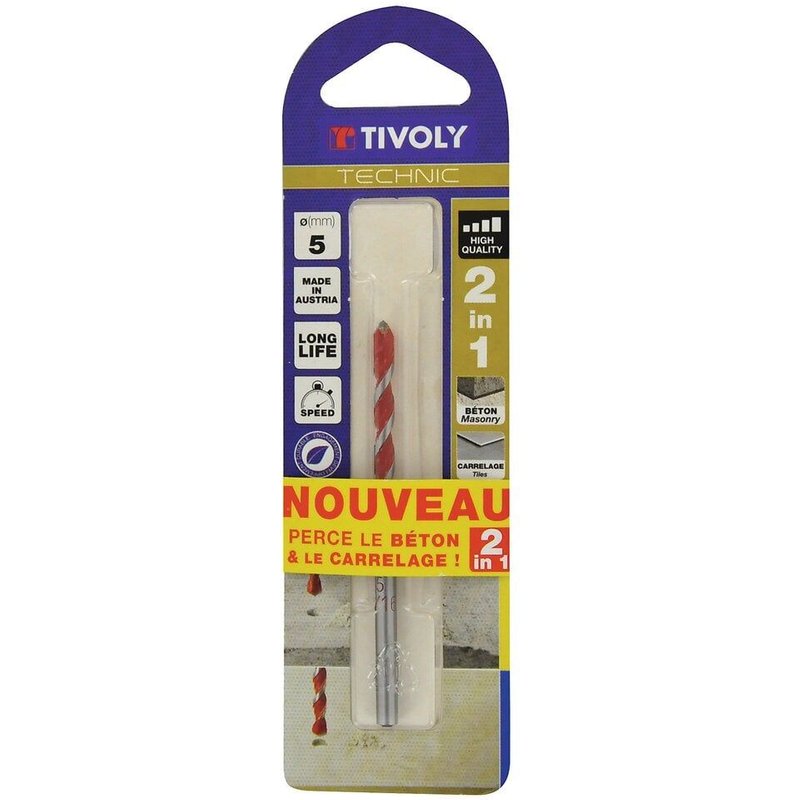 Foret 2 en 1 carrelage et béton Tivoly - Diamètre 8 mm