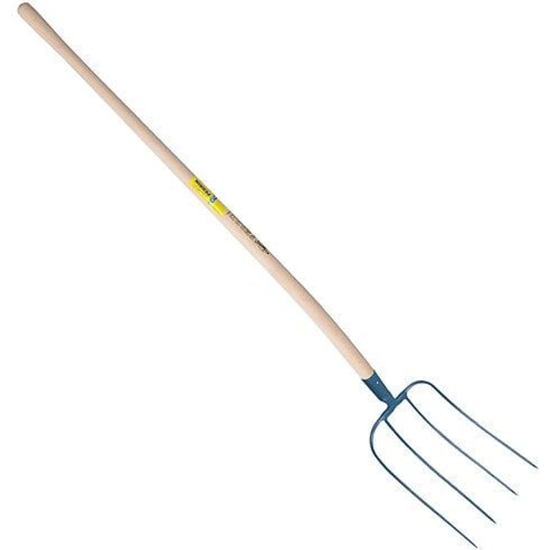 Fourche d'ecurie large 4 dents manche pomme