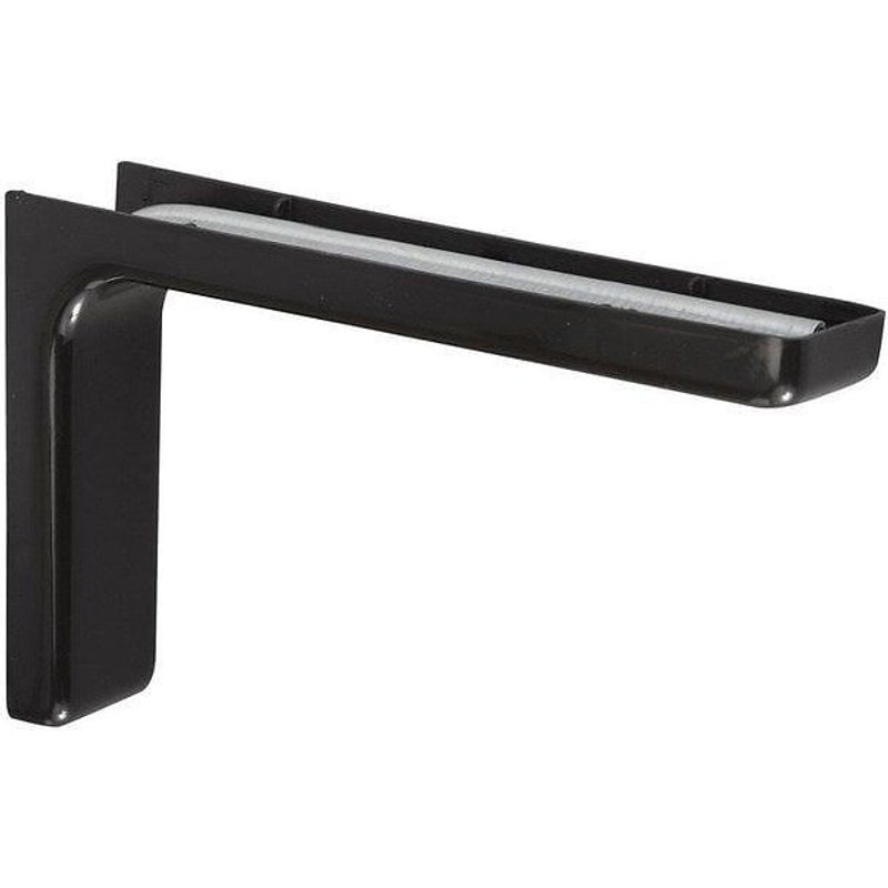 Equerre Léonard Acier Plastifié Noir, H.11.4 X P.18 Cm