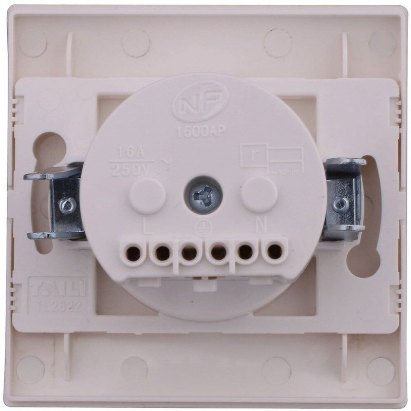 Prise avec terre Chantier, blanc