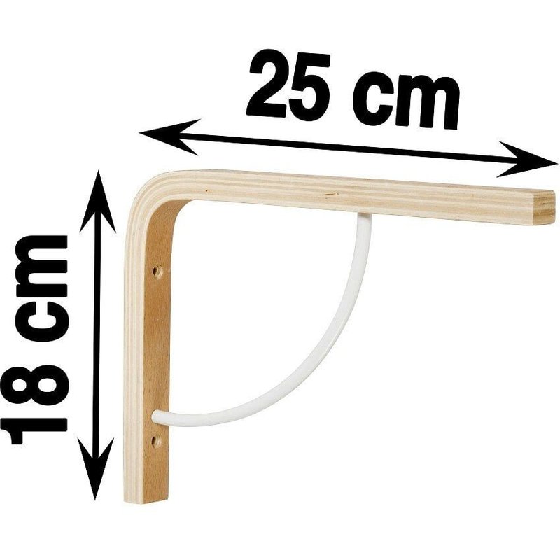 Equerre Multi + bois brut naturel, H.18 x P.25 cm