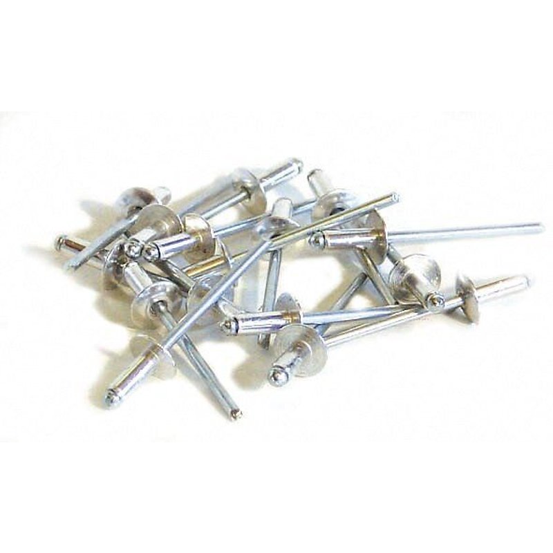 100 rivets alu / acier à tête plate Ø 3 x 6 mm