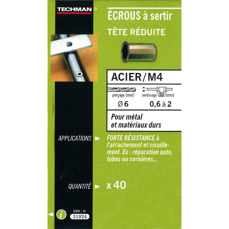 ECROU A SERTIR ACIER TRE M5 (40)