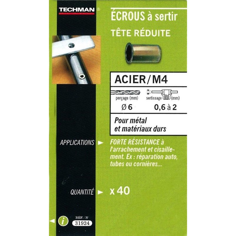 ECROU A SERTIR ACIER TRE M4 (40)