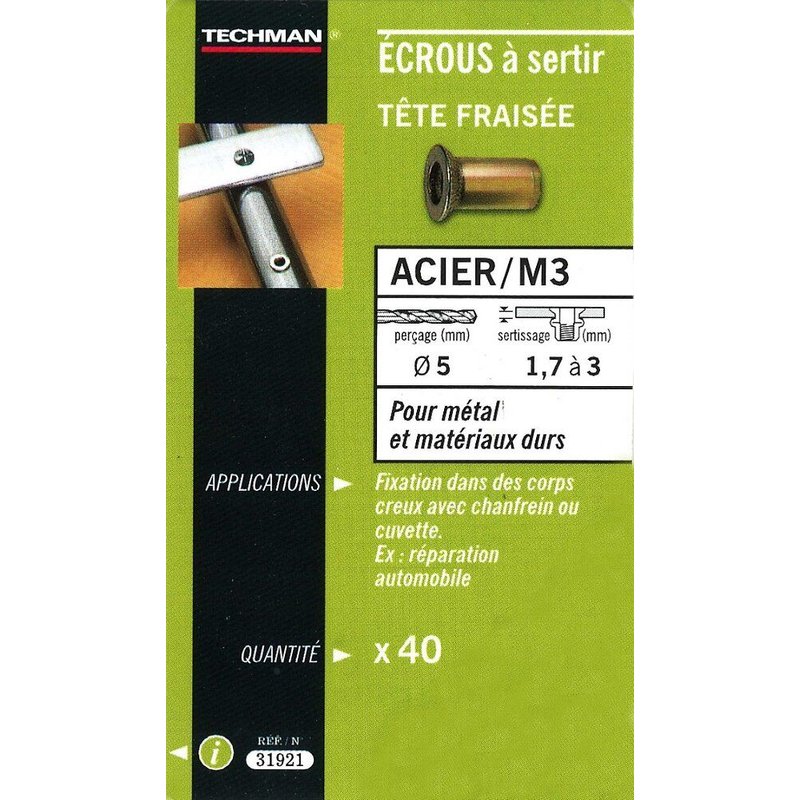 ECROU A SERTIR ACIER TFR M4 (40)
