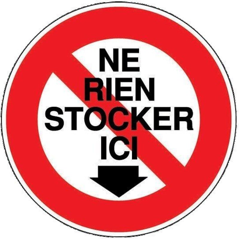 Disque d'interdiction rouge - diamètre 300 mm - Ne rien stocker NOVAP