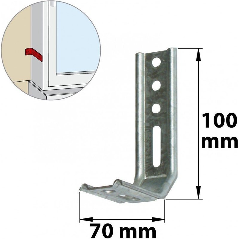 Equerre de fixation acier prépeint, H.100 x L.70 x P.30 mm