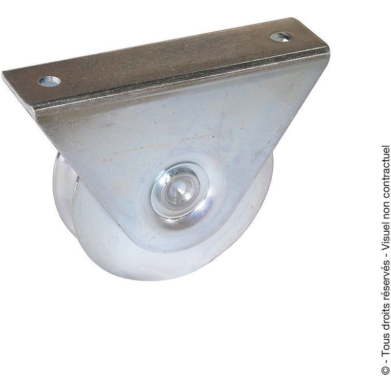 Roue à support extérieur acier zingué, H.85 x L.120 x P.36 mm
