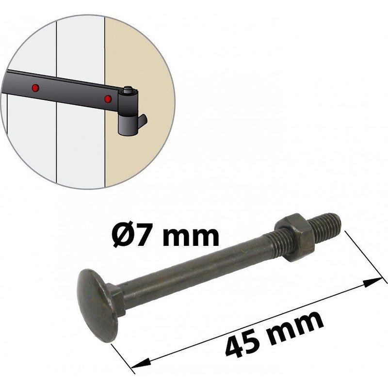 Lot de 8 boulons tête bombée acier zingué, L.45 x Diam.7 mm AFBAT