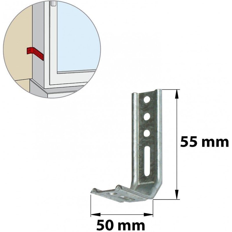 Equerre de fixation acier époxy, H.55 x L.50 x P.30 mm