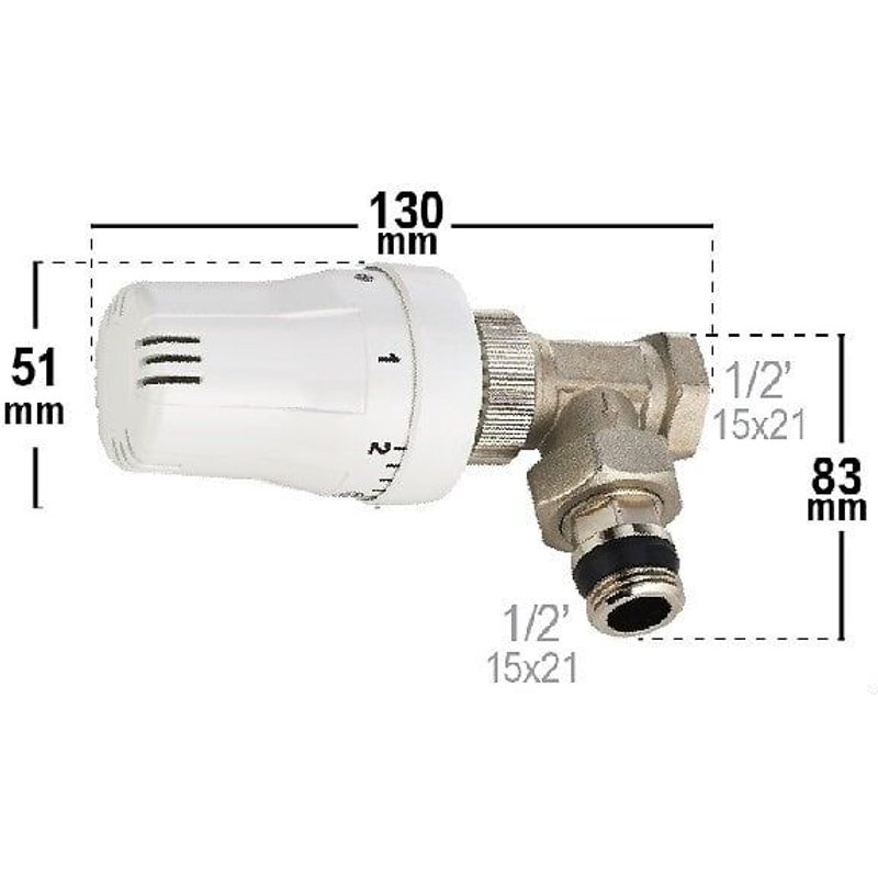 Kit complet robinet de radiateur thermostatique équerre 15x21 NOYON & THIEBAULT