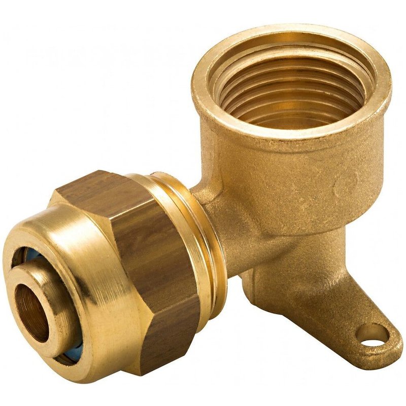 Raccord coudé applique à compression laiton F 15 x 21 pour tube en per