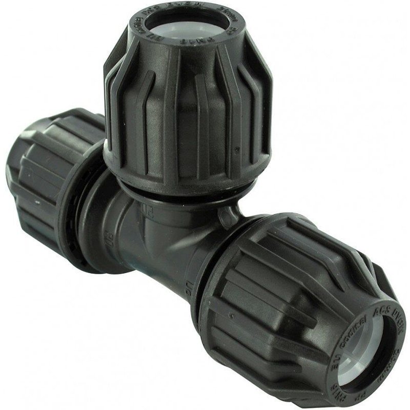 Raccord Té à compression plastique D.25 pour tube en polyéthylène
