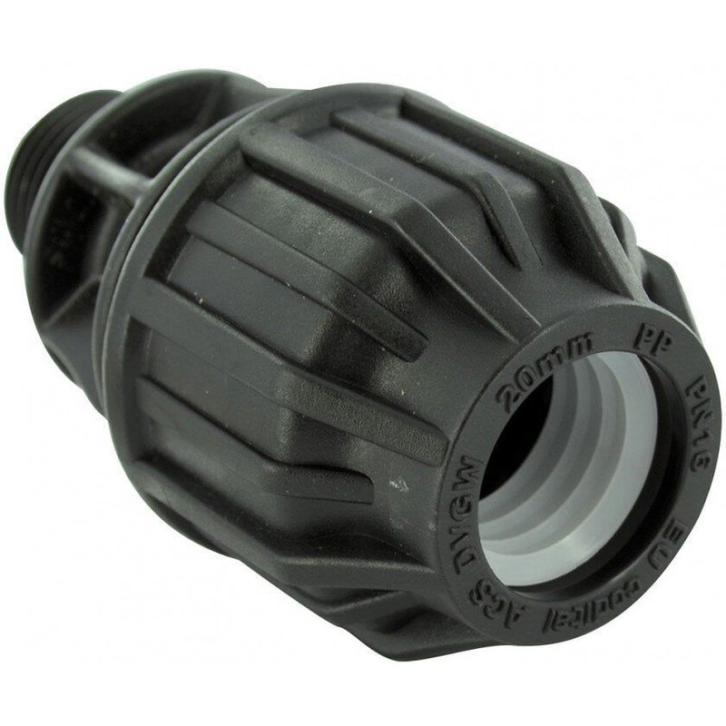 Raccord droit à compression plastique M 26 x 34 pour tube en polyéthylène