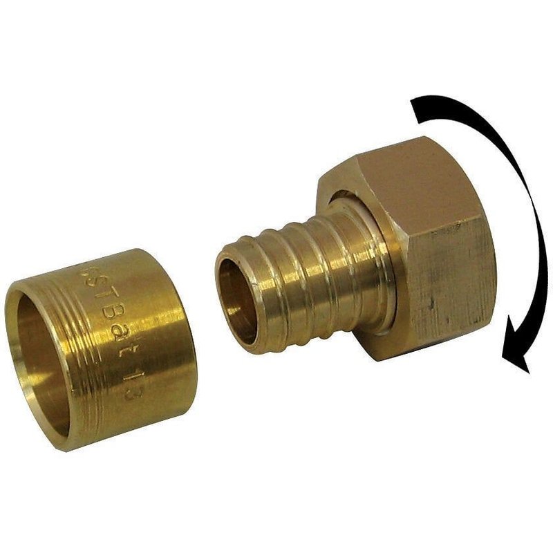 Raccord droit avec écrou libre à glissement laiton F 12 x 17 pour tube en per