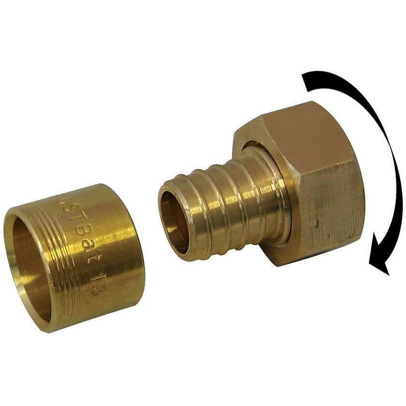 Raccord droit avec écrou libre à glissement laiton F 12 x 17 pour tube en per