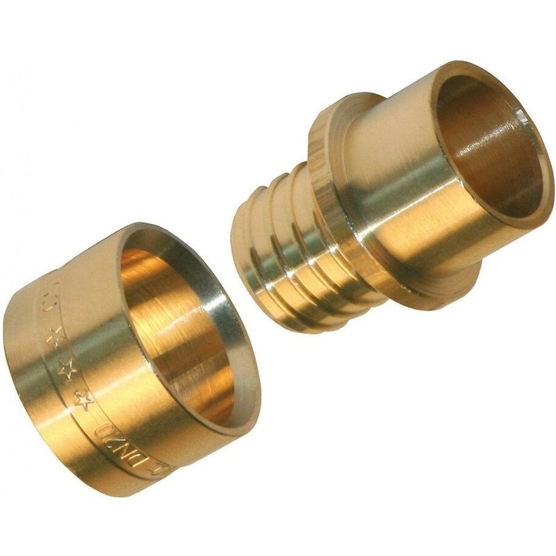 Raccord droit PER cuivre Ă glissement laiton D.14 pour tube en per