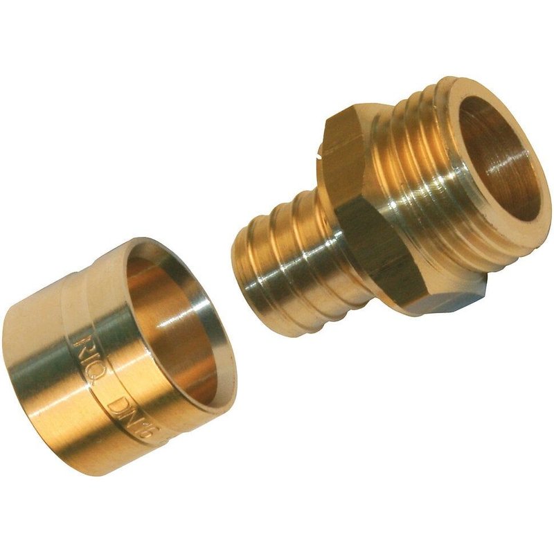 Raccord droit Ă glissement laiton M 12 x 17 pour tube en per