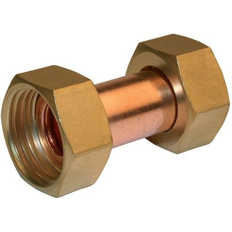 Raccord droit 2 écrous prisonniers à visser F15x21 - 12x17 pour tube cuivre