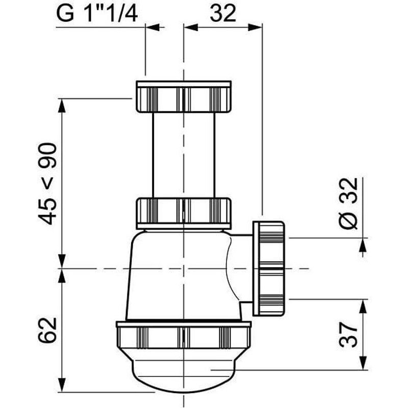 Wirquin siphon de lavabo ou bidet a culot court - sortie a visser ø 32 mm - réglable en hauteur