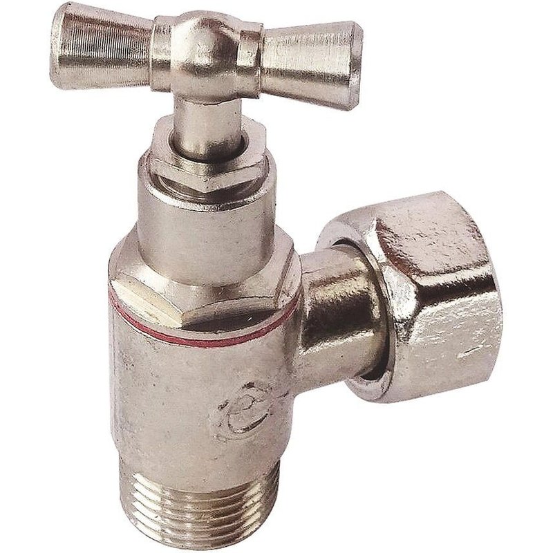 Robinet de WC équerre laiton nickelé M12/17 - Ecrou Prisonnier 12/17