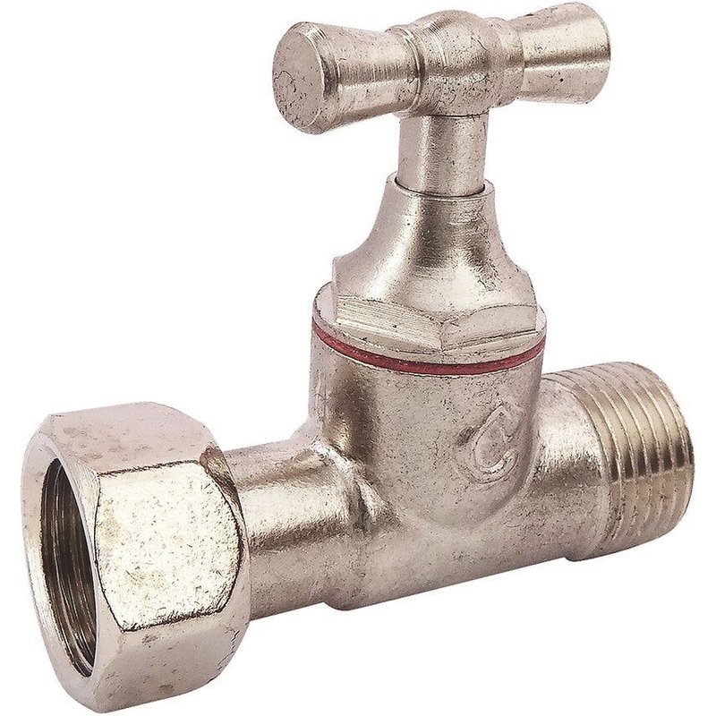 Robinet de WC droit nickelé brut M12/17 - Ecrou Prisonnier 12/17