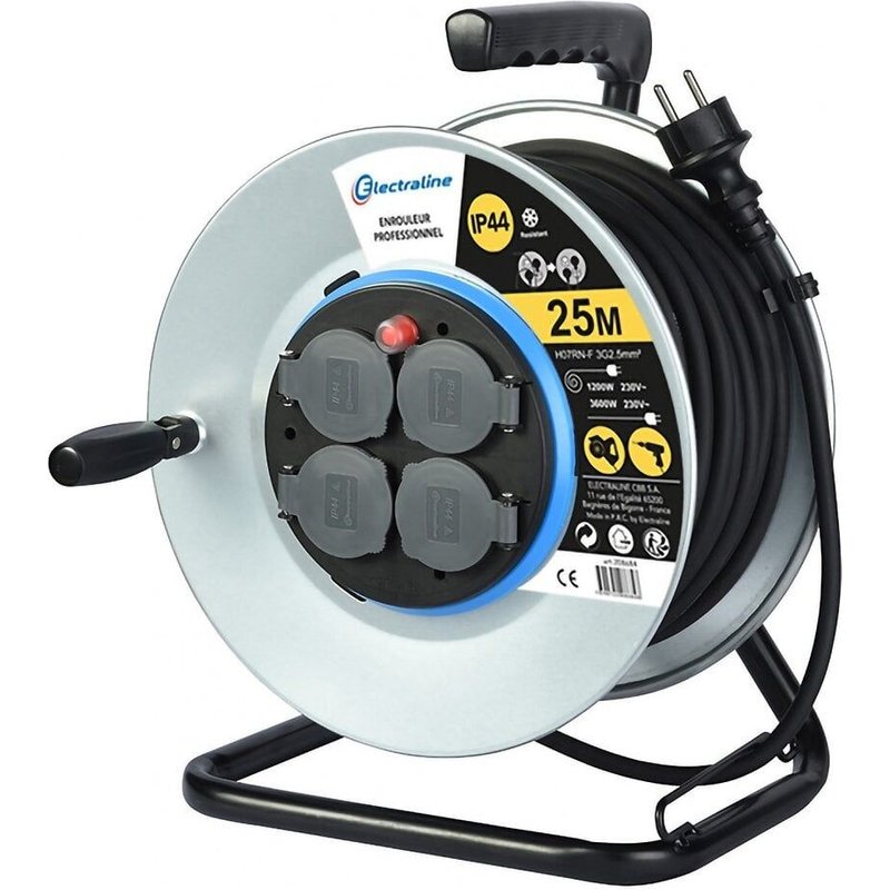 Enrouleur de câble électrique chantier avec terre L. 25 m ho7rnf 3g2.5