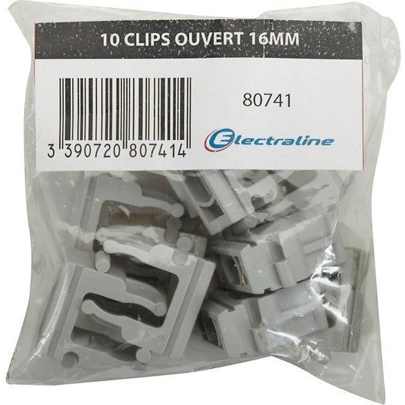 Lot de 10 clips ouverts, Diam.16, L.20 mm