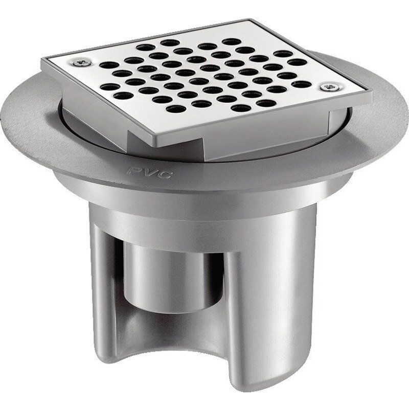 Siphon de sol 100x100 hauteur réglable sortie horizontale Ø 40 - DELABIE - 682001