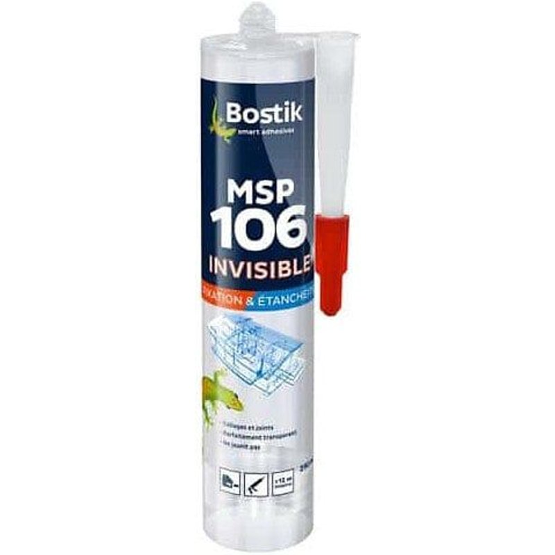 Mastic BOSTIK MSP 106 - Polymère fixation et étanchéité - transparent - 290 ml