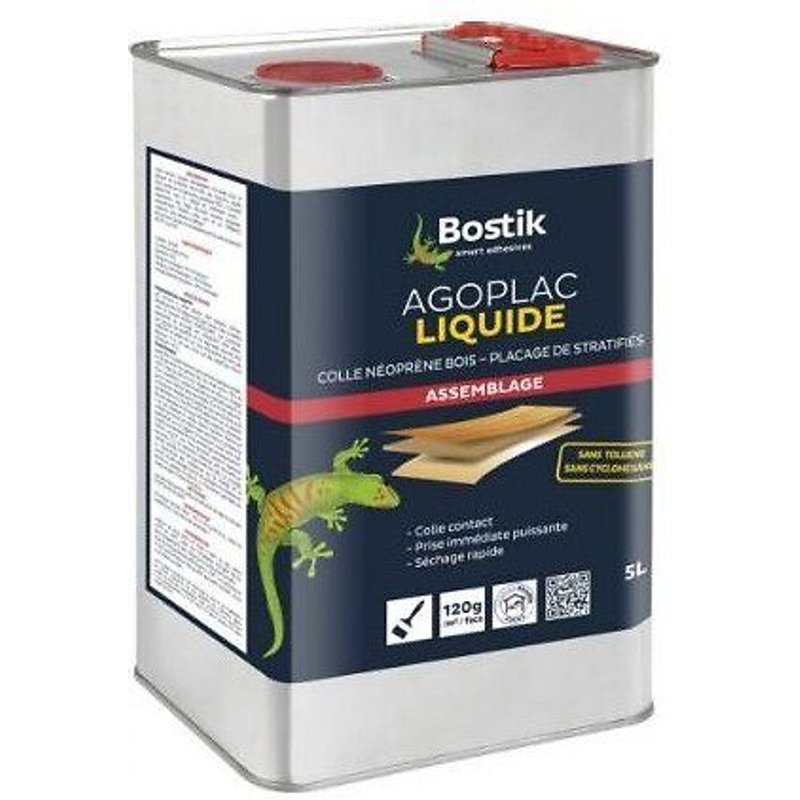 Colle néoprène Agoplac Liquide BOSTIK - tenue thermique 80° - fût 5L - 30604660