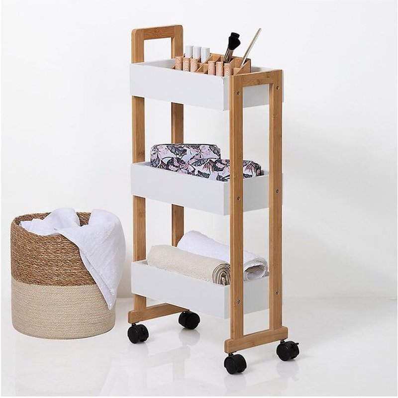 Desserte En Bambou 3 Niveaux Lea - L. 38 X H. 80 Cm - Blanc