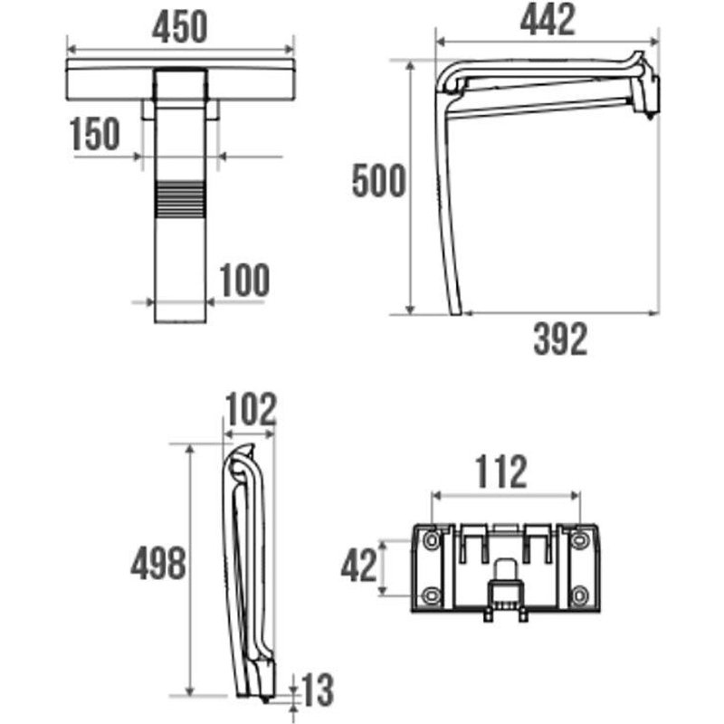 Siège de douche relevable - blanc/gris à béquille automatique - Arsis PELLET ASC