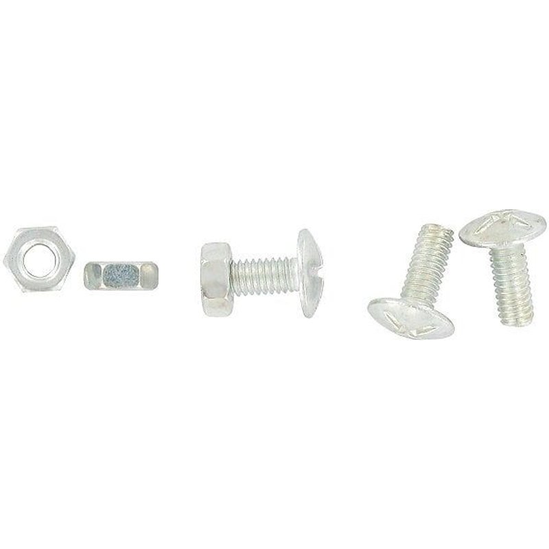Boulons poêliers tête ronde acier zingué blanc entièrement filetés, diamètre 6 mm, longueur 50 mm, boîte de 100 boulons