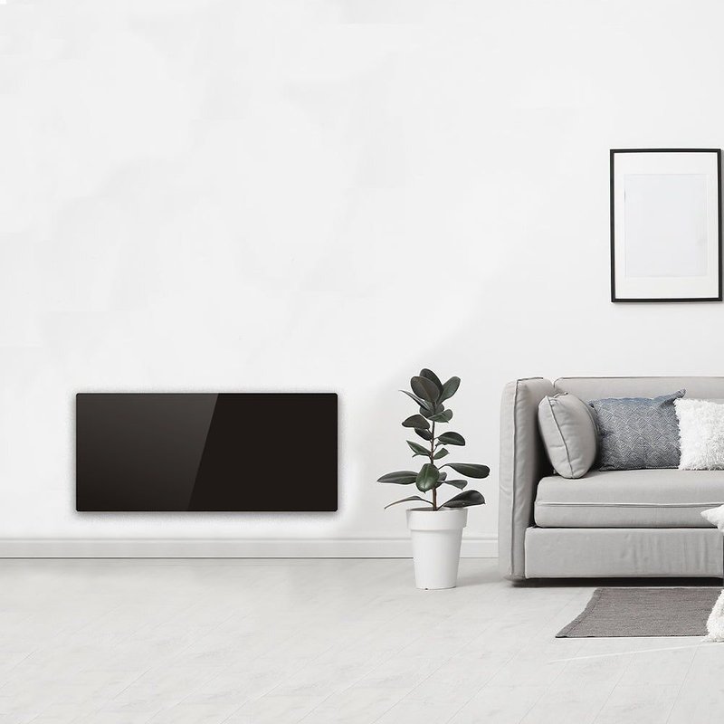 Radiateur ?lectrique en verre GLASS Noir C?ramique 2000W