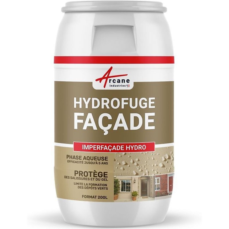 Imperméabilisant pour mur hydrofuge façade pierre brique enduit crépi - IMPERFACADE HYDRO 200 L (jusqu a 1000m2)