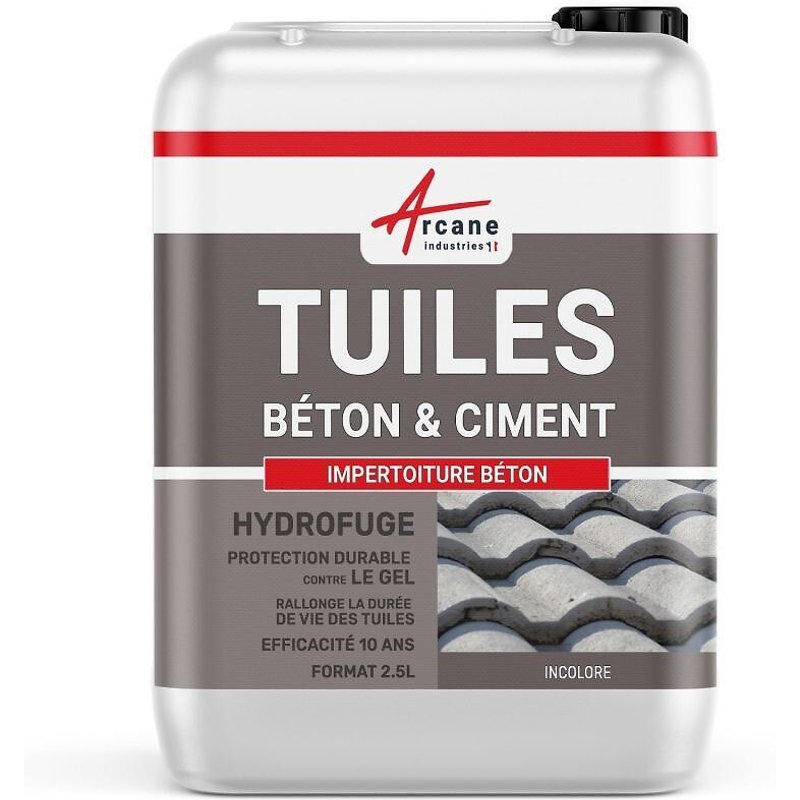 Imperméabilisant pour tuiles en béton et ciment hydrofuge incolore toiture poreuse IMPERTUILE BETON 2.5L (jusqu a 12.5m²)