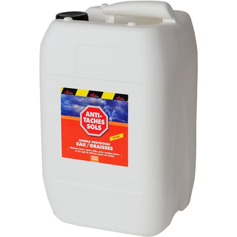 Anti-tache sol - traitement hydrofuge pour le sol - carrelage extérieur / intérieur : terre cuite,travertin , graisse... 20 L (jusqu a 100m²)