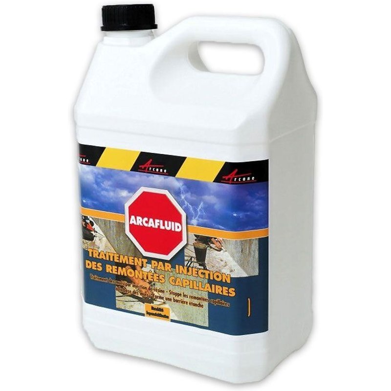 Traitement des murs humides injection produit contre humidité intérieur extérieur ARCAFLUID 5 L