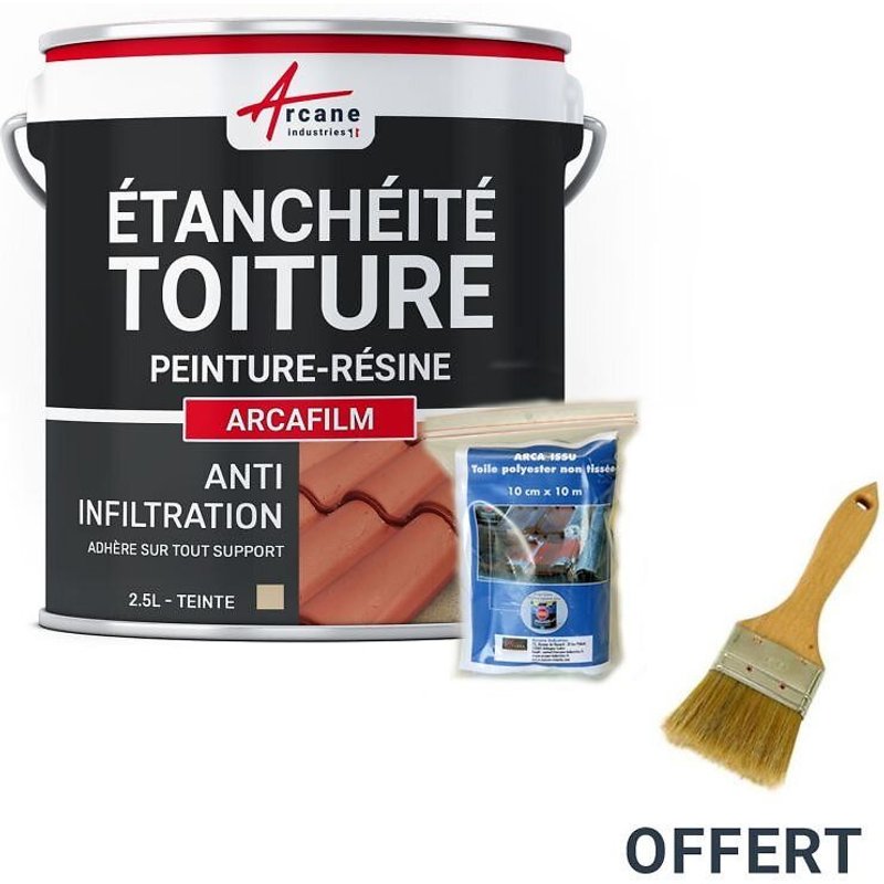 Réparation étanchéité tuile gouttière cheneau trou fissure souche cheminée ardoise ARCAFILM PACK Paille Kit jusqu'à 1.5 m²