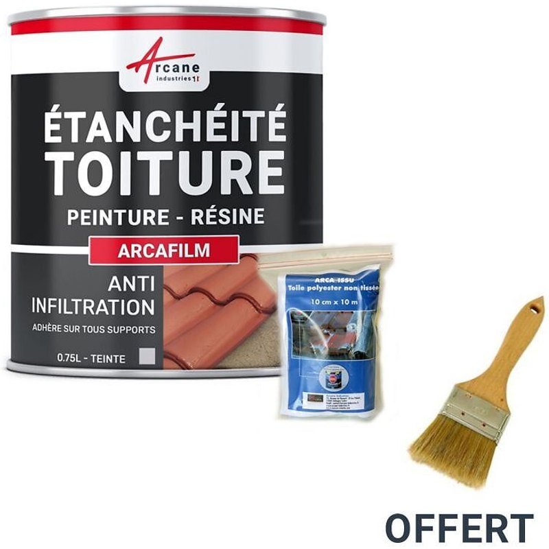 Réparation étanchéité tuile gouttière cheneau trou fissure souche cheminée ardoise ARCAFILM PACK Brun Kit jusqu'à 1.5 m²