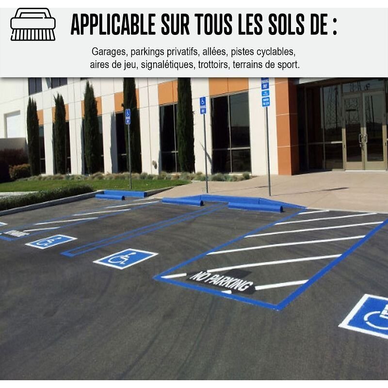 Peinture bitume goudron asphalte macadam résine sol extérieur béton enrobé rénov décoration ARCASPHALT Vert tennis 3.75 Kg pour 7.5m2 en 2 couches