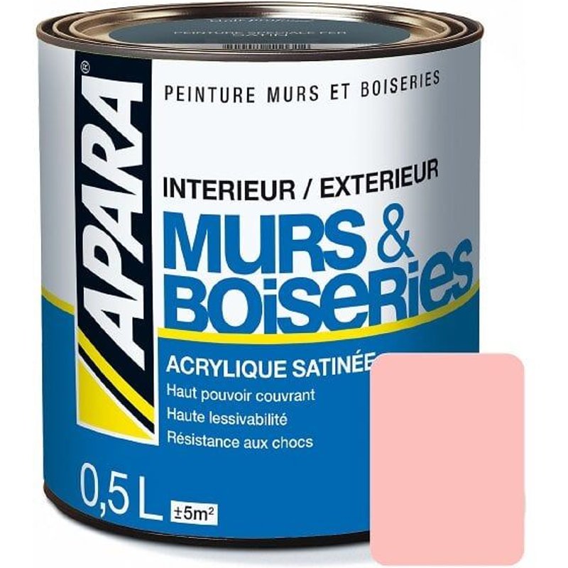Peinture intérieure couleur, acrylique satinée 0.5 litre Pétale