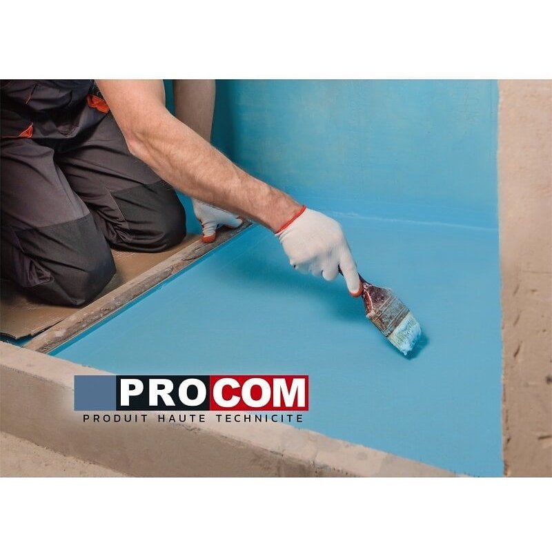 Etancheite sous carrelage, KIT douche, salle de bain, pièce humide - résine d'imperméabilisation, protection à l'eau - PROCOM 2.5 litres Bleu