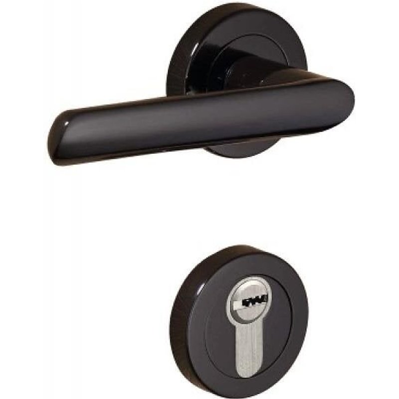 Poignées sur rosaces rondes - laiton massif - noir - Spartine DCG