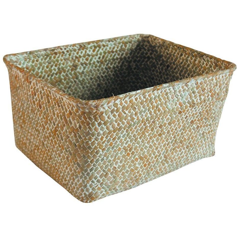 Panier en jonc de mer rectangle, naturel, Panama